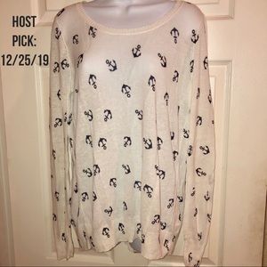 RED Saks Fifth Avenue Open Back Anchor Blouse